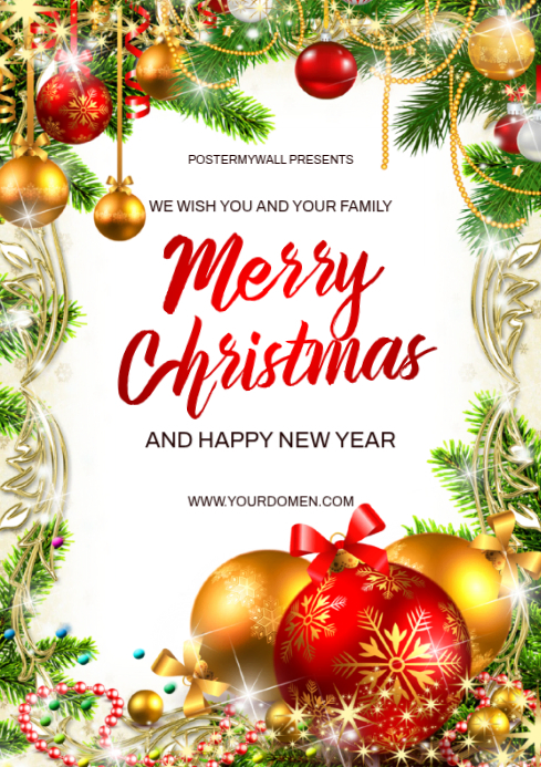 White Maximalist Christmas Greetings A4 Template | PosterMyWall
