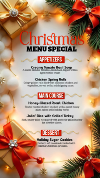 White Maximalist Christmas Holiday Menu Special  Instagram Story template