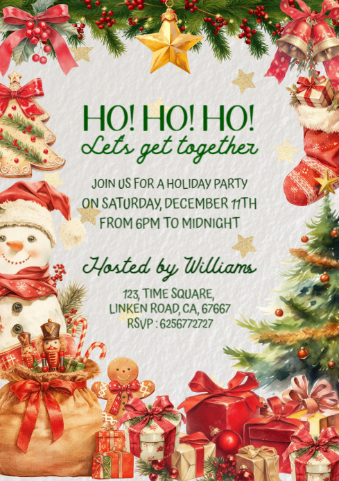 White Maximalist Christmas Holidays Party A3 Template | PosterMyWall