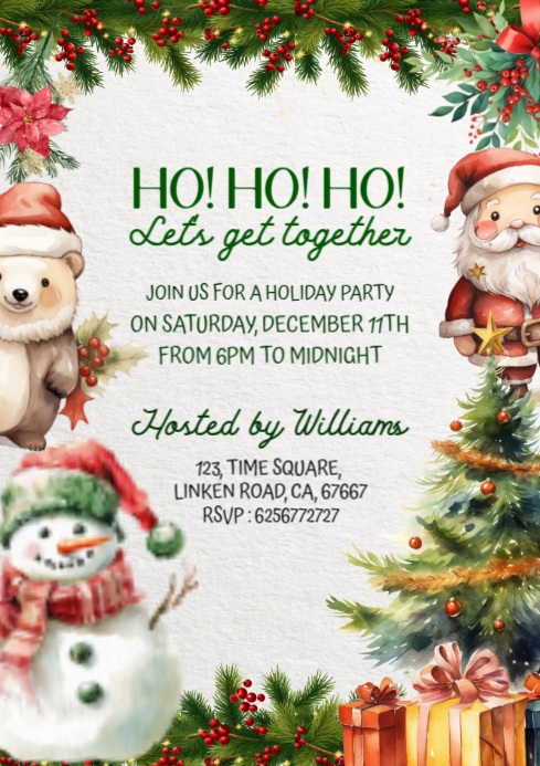 Plantilla de White Maximalist Christmas Holidays Party A3 | PosterMyWall