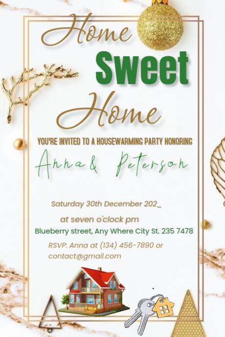 White Maximalist Christmas House Warming Party Invitation Card Flyer  Tumblr Graphic Ihluzo le-Tumblr template