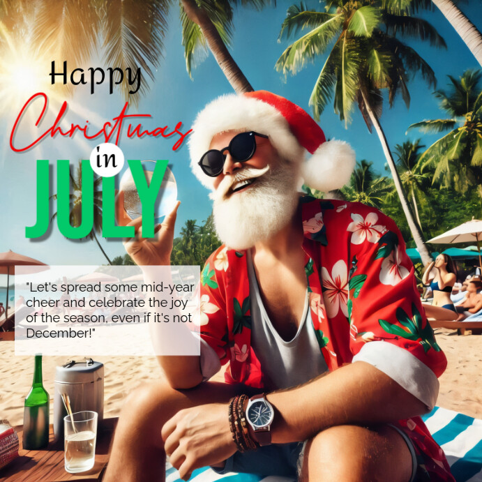 White Maximalist Christmas In July  Instagram Post template