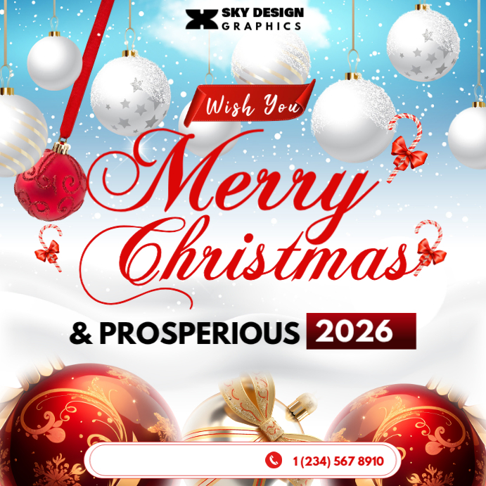 White Maximalist Christmas Instagram Post Template | PosterMyWall