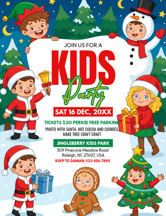 Copy of White Maximalist Christmas Kids Party Flyer (us Letter ...