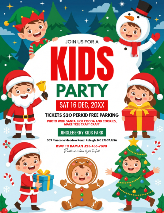 Copy of White Maximalist Christmas Kids Party Flyer (us Letter ...