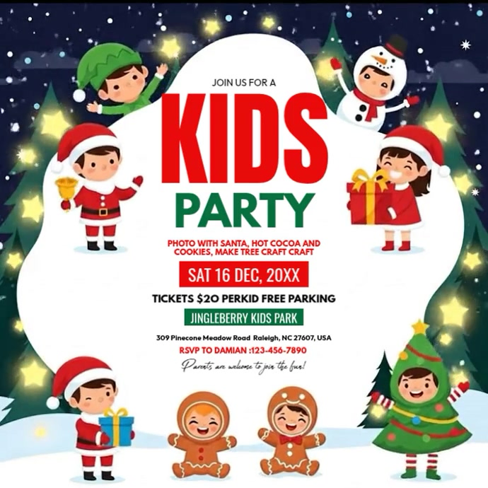 Copy of White Maximalist Christmas Kids Party Instagram Post | PosterMyWall
