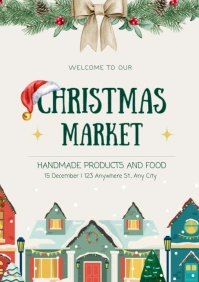 White Maximalist Christmas Market A5 template