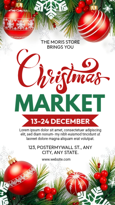 White Maximalist Christmas Market Instagram Story Template | PosterMyWall