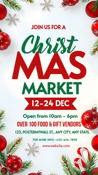 White Maximalist Christmas Market Instagram Story Template | PosterMyWall