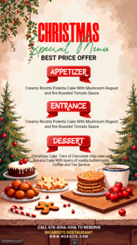 Hvid Christmas Restaurant Menu Facebook Story Template