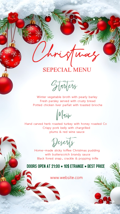 White Maximalist Christmas Menu Instagram Story Template | PosterMyWall