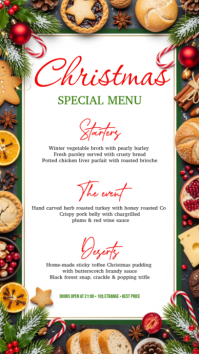 White Maximalist Christmas Menu Instagram Story template
