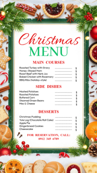 White Maximalist Christmas Menu Instagram Story template