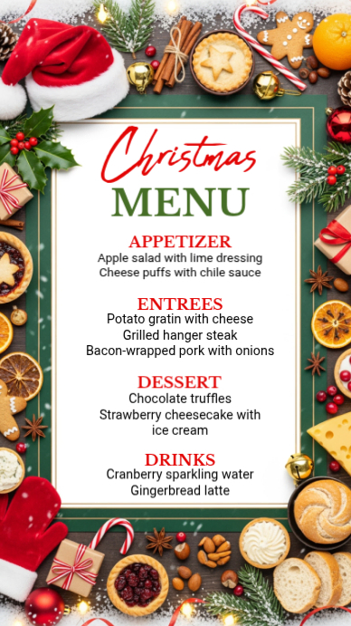 Copy of White Maximalist Christmas Menu Instagram Story | PosterMyWall