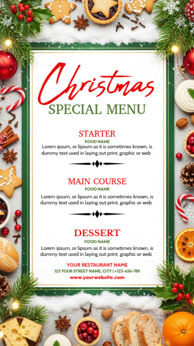 Copy of White Maximalist Christmas Menu Instagram Story | PosterMyWall
