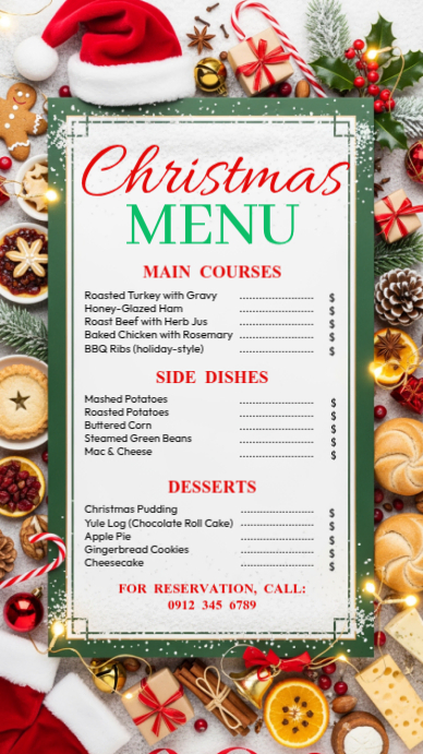 Copy of White Maximalist Christmas Menu Instagram Story | PosterMyWall