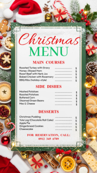 White Maximalist Christmas Menu Instagram Story template
