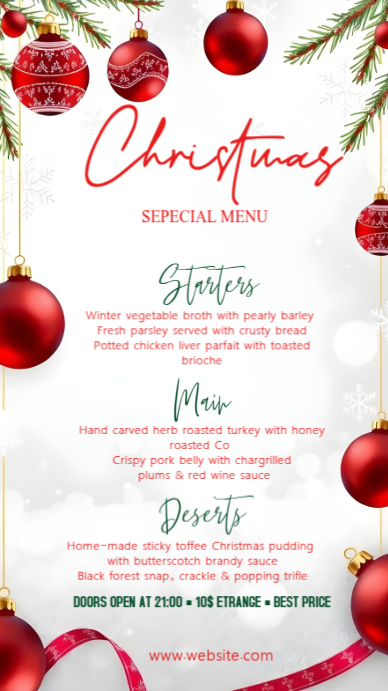 Copy of White Maximalist Christmas Menu Instagram Story | PosterMyWall