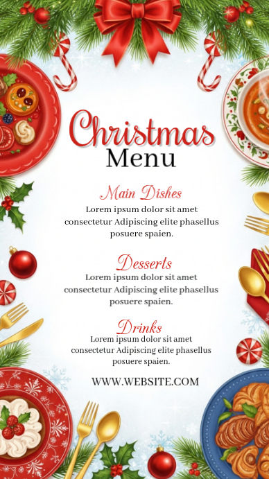 White Maximalist Christmas Menu Template Instagram Story | PosterMyWall