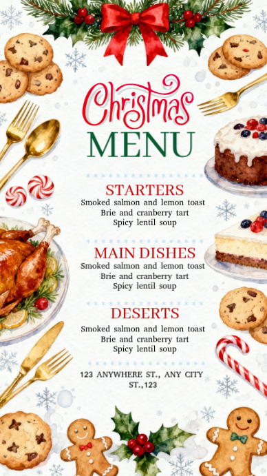Copy of White Maximalist Christmas Menu Template Instagram Story ...