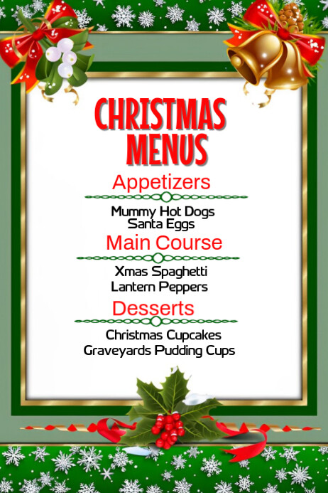White Maximalist Christmas Menu template  Poster