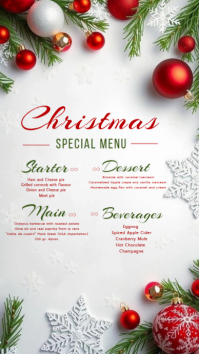 White Maximalist Christmas Menu Template  Whatsapp Status