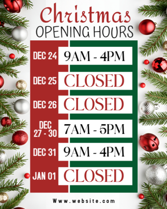 White Maximalist Christmas Opening Hours  Instagram Portrait template