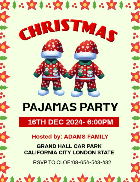 Copy of White Maximalist Christmas Pajamas Party Invitation Template ...
