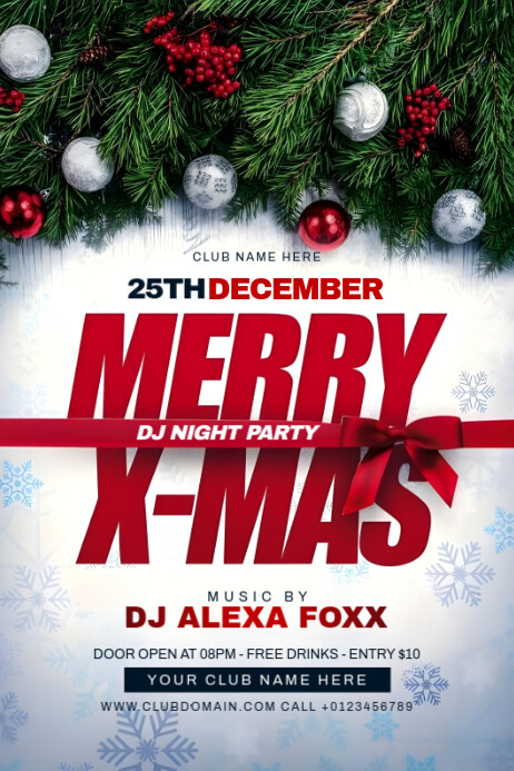 White Maximalist Christmas Party Flyer Poster Template | PosterMyWall