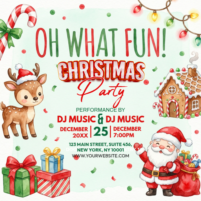 White Maximalist Christmas Party Instagram Post Template | PosterMyWall