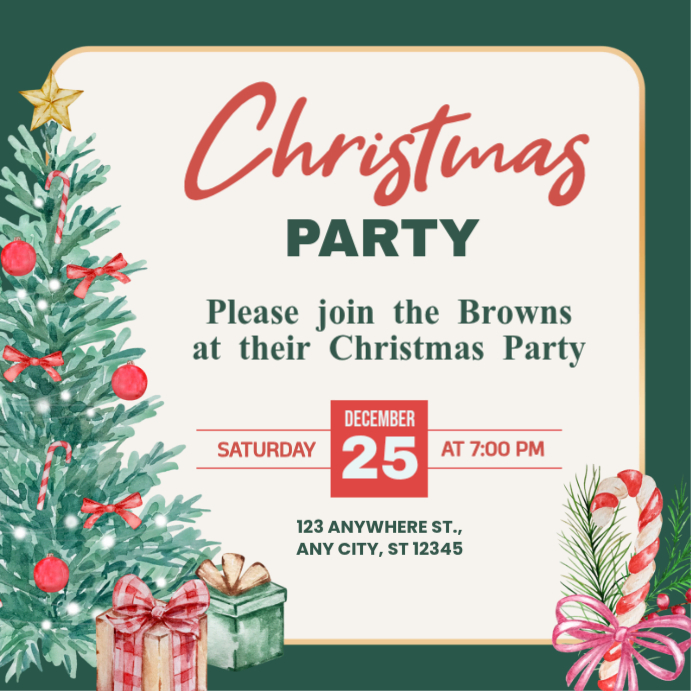 White Maximalist Christmas Party Instagram Post Template | PosterMyWall