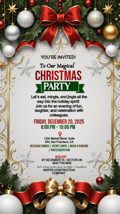 White Maximalist Christmas Party Instagram Story Template | PosterMyWall