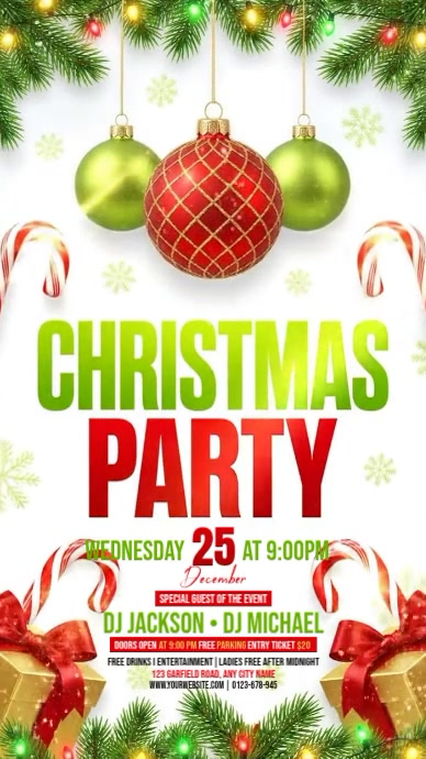 White Maximalist Christmas Party Instagram Story Template | PosterMyWall