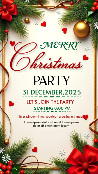 White Maximalist Christmas Party Instagram Story Template | PosterMyWall