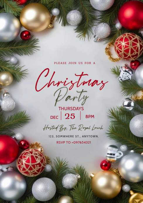 Copy of White Maximalist Christmas Party Invitation A4 | PosterMyWall