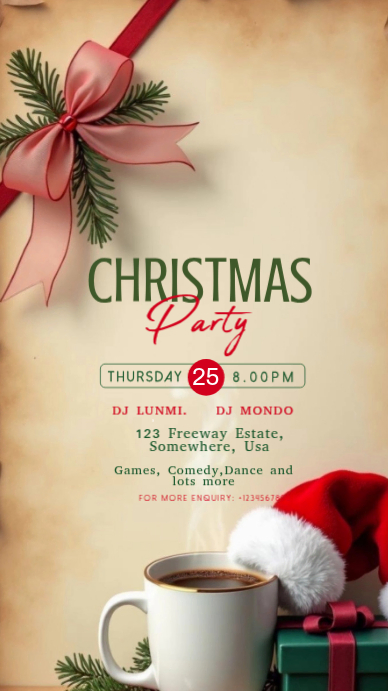 Plantilla de White Maximalist Christmas Party Invitation Whatsapp ...