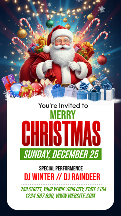 White Maximalist Christmas Party Template Instagram Story | PosterMyWall