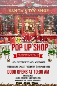White Maximalist Christmas Pop Up Shop Poster template