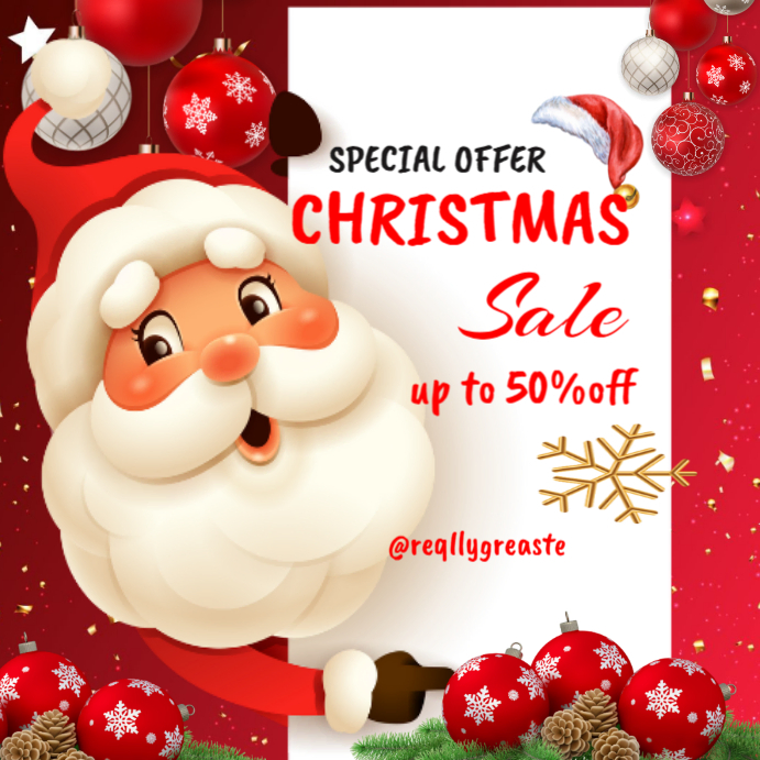 White Maximalist Christmas Sale Instagram Post Template | PosterMyWall