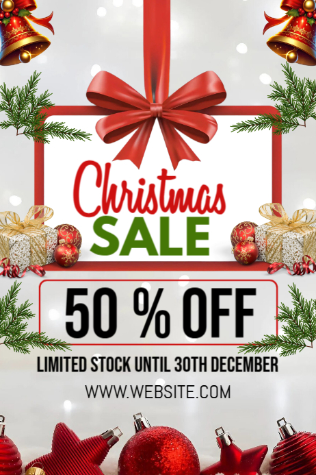 White Maximalist Christmas Sale Poster Template | PosterMyWall