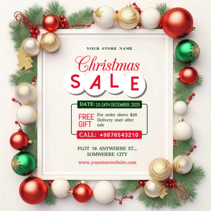 White Maximalist Christmas Sales Instagram Post Template | PosterMyWall