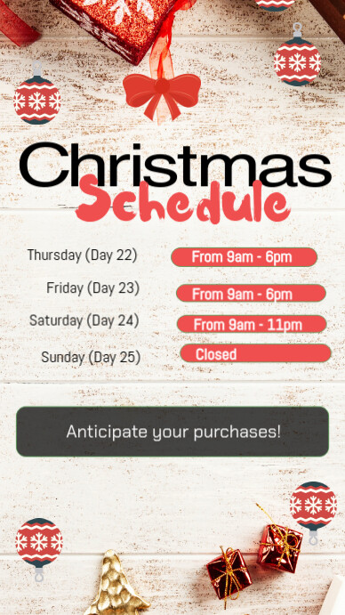 White Maximalist Christmas Schedule Instagram Story Template | PosterMyWall