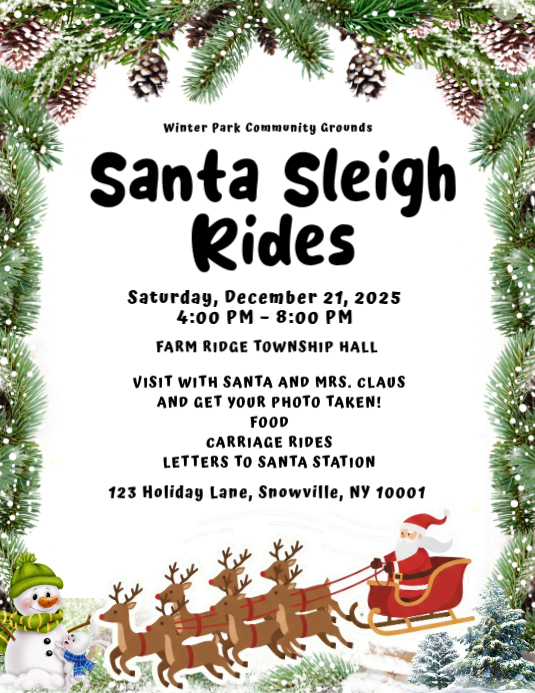White Maximalist Christmas Sleigh Rides Flyer (us Letter) Template ...