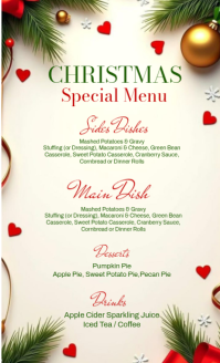 Putih Christmas Menu формат US Legal Template