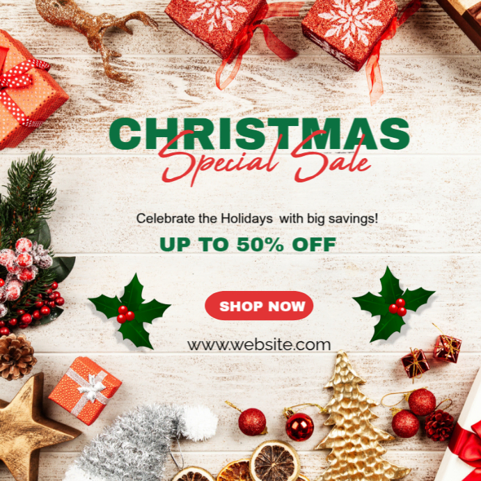 White Maximalist Christmas Special Sale Instagram Post Template ...