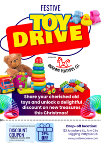 White Maximalist Christmas Toy Drive A2 template
