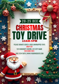 White Maximalist Christmas Toy Drive A4 template
