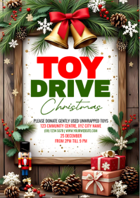 White Maximalist Christmas Toy Drive A4 template