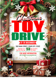 White Maximalist Christmas Toy Drive A4 template