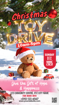 White Maximalist Christmas Toy Drive Facebook Story template